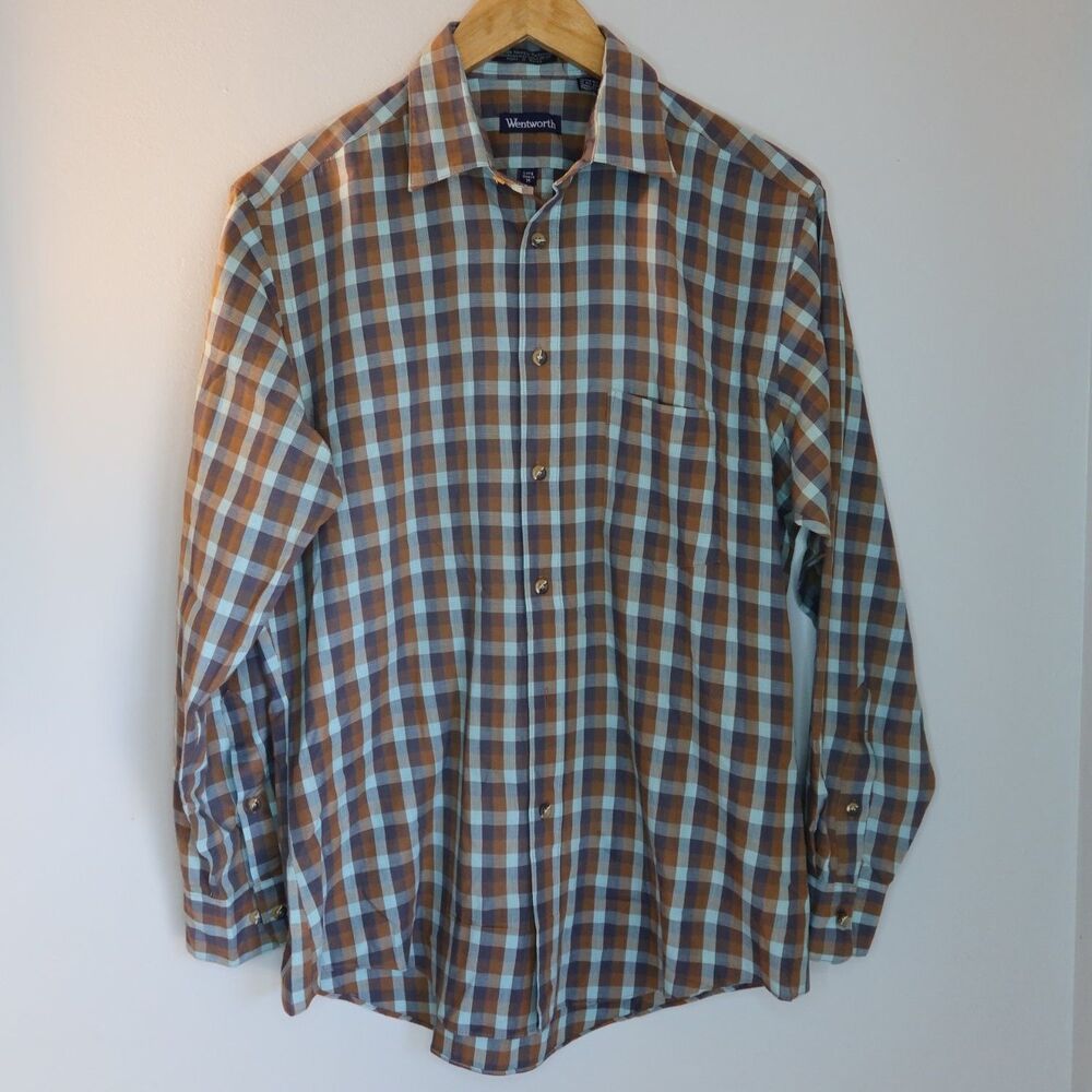 Wentworth Mens Button-up Shirt M Plaid Long Sleeve